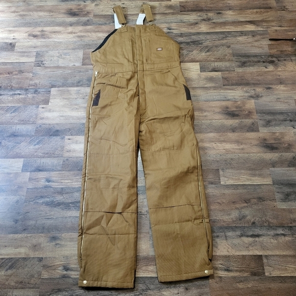 Dickies Men's Brown Duck Insulated Bib Overalls Size Large - Tall - Picture 3 of 12